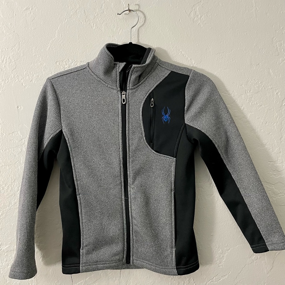 Spyder kids gray and black zip up jacket
